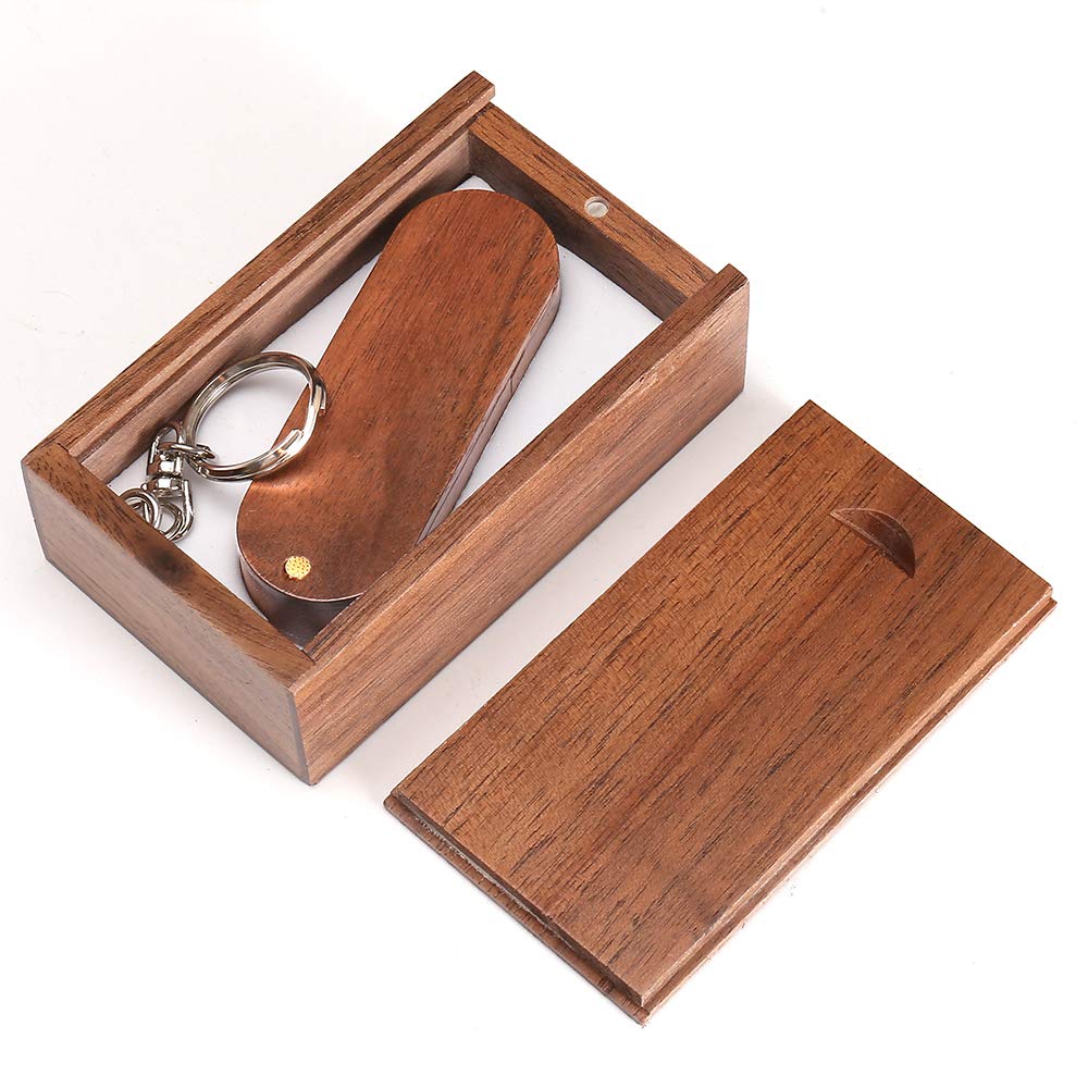 Novelty Wooden USB 2.0 Flash Drive 64GB Data Storage Memory Stick USB Stick Rotate Pendrive with Wooden Box
