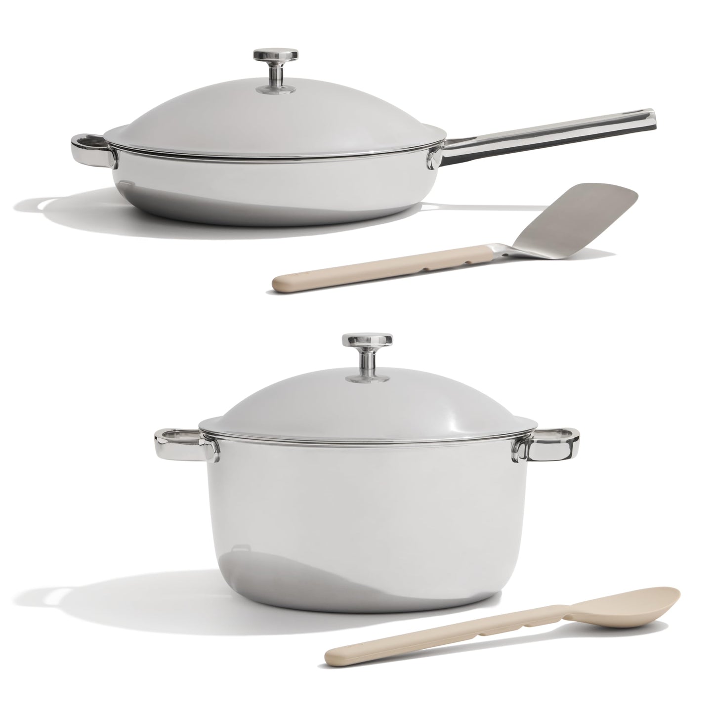 Our Place Titanium Pro Kochgeschirr-Duo – Always Pan &amp; Perfect Pot mit Antihaftbeschichtung | Dreilagig aus Titan und Edelstahl | Geeignet für Backofen, Induktion und alle Herdarten bis 538 °C | Chrom