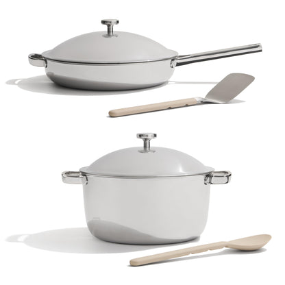 Our Place Titanium Pro Kochgeschirr-Duo – Always Pan &amp; Perfect Pot mit Antihaftbeschichtung | Dreilagig aus Titan und Edelstahl | Geeignet für Backofen, Induktion und alle Herdarten bis 538 °C | Chrom