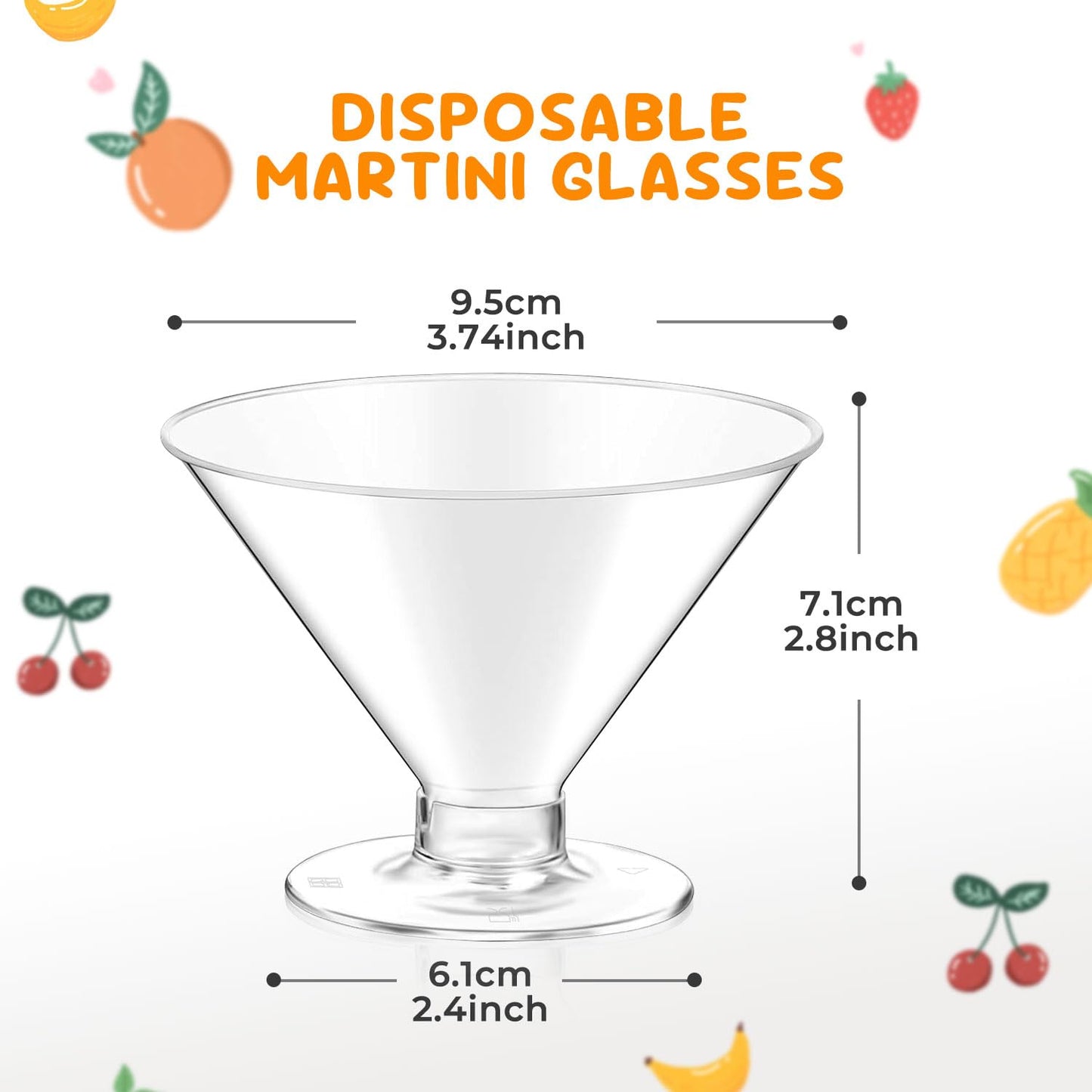 S8686S 25 Stück Einweg-Martini-Gläser für Partys, 148 ml, Einweg-Martini-Gläser aus Kunststoff, Martini-Becher aus Kunststoff für Hochzeitsfeiern