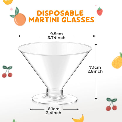 S8686S 25 Stück Einweg-Martini-Gläser für Partys, 148 ml, Einweg-Martini-Gläser aus Kunststoff, Martini-Becher aus Kunststoff für Hochzeitsfeiern