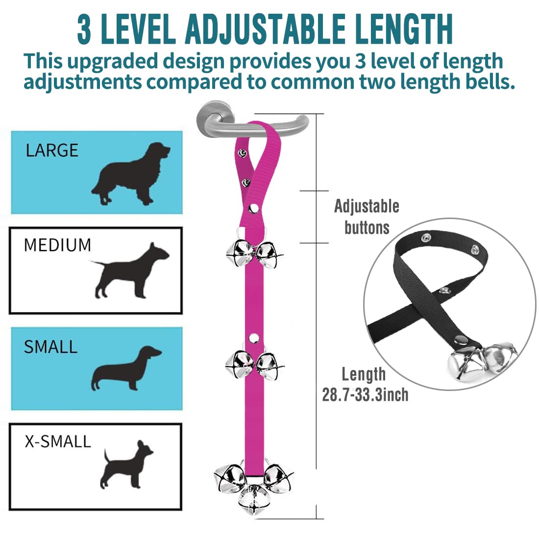 BLUETREE Hunde-Türklingeln Premium-Qualität, Trainings-Toilettenklingel, verstellbare Türklingel, Hunde-Türklingeln für die einfache Stubenreinheitserziehung Ihres Welpen - 7 extra große, laute 1,4-Türklingeln 