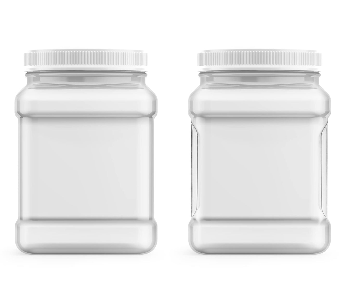 Mountain West Company 64 fl oz Square Clear Jar with Pinch Handle, 6 Count, Pantry Organization & Storage, Plastic Container with Lid