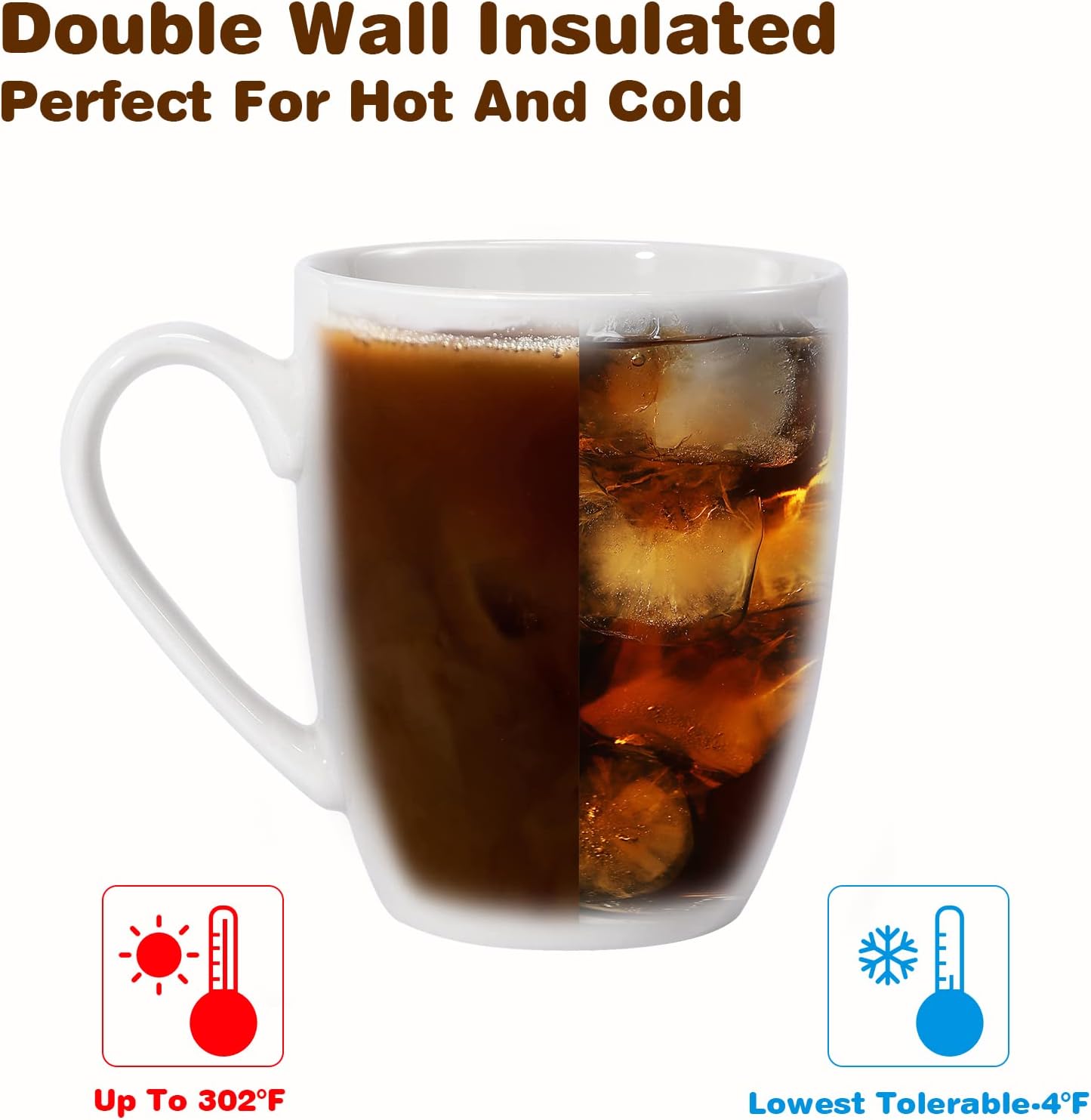 Urbanstrive 16 oz Großer Kaffeebecher mit Henkel, Teetasse, originelle Kaffeetasse, Geschenkidee für Männer und Frauen, Büroarbeit, Weiß (Weiß) 