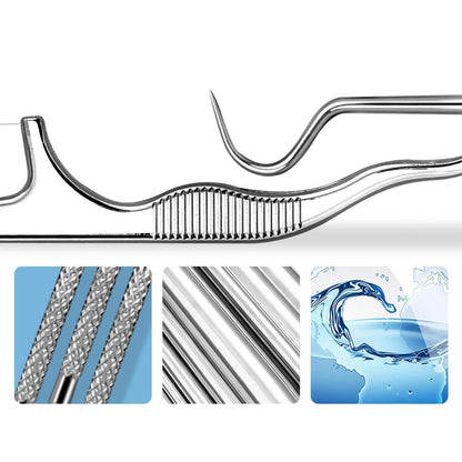 Ninelimi 7-teiliges tragbares Zahnstocher-Set aus Edelstahl (2er-Pack), wiederverwendbares Zahnstocher-Reinigungsset aus Metall mit Halter für Outdoor-Aktivitäten wie Picknick, Camping und Reisen