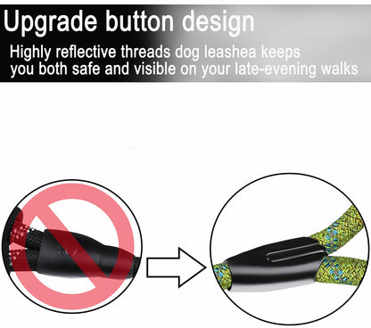 Hundeleine, 1,8 m lange, robuste Hundeleine, strapazierfähige Premium-Qualität, starke Seil-Schlupfleine mit komfortablem, gepolstertem Griff und hochreflektierenden Fäden für kleine, mittlere und große Hunde, (Schwarz) 