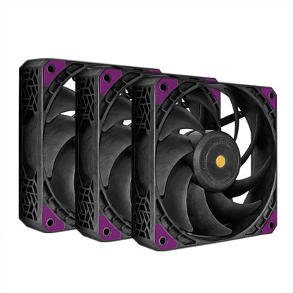 Super Flower, MEGACOOL 120mm Fan, Triple-Pack, 12-Pole Motor Design, PWM, Purple Anti-Vibration Mounting Pads, Computer Case Fan, Remote Control, SF-PF121-BK_3P, 30mm Depth
