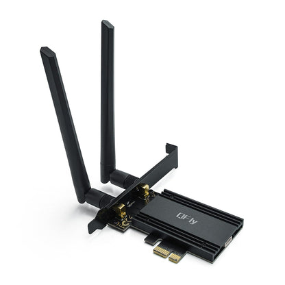 QFly PCIe WiFi 6E Karte, AX210 Netzwerkkartenadapter für PC-Gaming, Bluetooth 5.3, Tri-Band (802.11ax) 5400Mbps 6GHz Wireless LAN Karten mit MU-MIMO, OFDMA, Unterstützt Windows 10/11 (64-Bit)