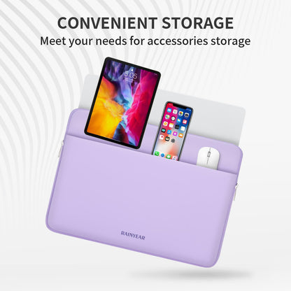 RAINYEAR Laptoptasche 13,3 Zoll, Schutzhülle mit Vordertasche, Aktentasche/Handtasche für MacBook Air/Pro 13-13,3 Zoll und MacBook Pro 14 Zoll, Lila