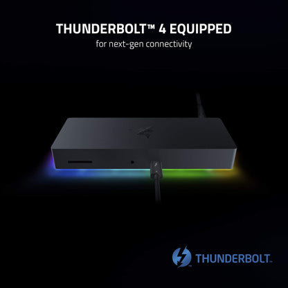 Razer Thunderbolt 4 Dock: 10 Anschlüsse in 1 – Dual-4K- oder Single-8K-Videoausgang – USB-A- und USB-C-Hub, 2,5-GbE-Thunderbolt-3-Anschluss, kompatibel mit Mac und PC – Thunderbolt-4-zertifiziert – Passthrough-Ladefunktion – Chroma