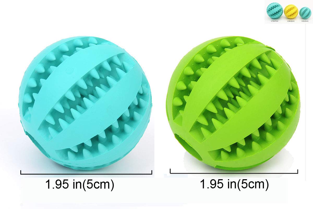 Sunglow 2 Pack Dog Toy Ball，Nontoxic Bite Resistant Teething Toys Balls for Small/Medium/Large Dog and Puppy Cat, Dog Pet Food Treat Feeder Chew Tooth Cleaning Ball Exercise Game IQ Training