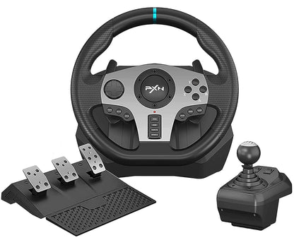 PXN V9 Gaming-Rennlenkrad mit Pedalen und Schalthebel, 270/900°-Dual-Motor-Feedback, kompatibel mit PC, PS4, PS3, Xbox One, Xbox Series X/S und Xbox Series N