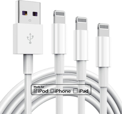 3 Pack Apple MFi Certified Charger Cable 6ft, Lightning to USB Cable Cord 6 Foot, 2.4A Fast Charging,Apple Phone Long Chargers for iPhone 13/12/11/11Pro/11Max/ X/XS/XR/XS Max/8/7/6
