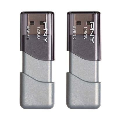 PNY 128GB Turbo Attaché 3 USB 3.0 Flash-Laufwerk, Silber (2er-Pack)