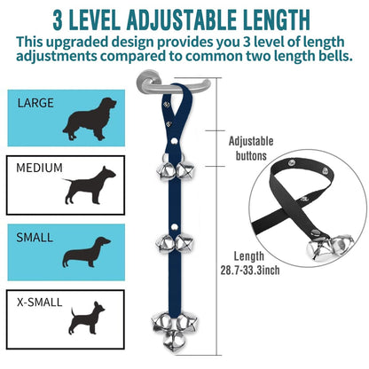 BLUETREE Hunde-Türklingeln Premium-Qualität, Trainings-Toilettenklingel, verstellbare Türklingel, Hunde-Türklingeln für die einfache Stubenreinheitserziehung Ihres Welpen - 7 extra große, laute 1,4-Türklingeln 