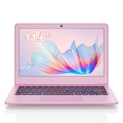 PONKLOIE Laptop Computer, Windows 11 Pro for Business & Students, 8GB RAM 256GB ROM, 11.6", N4000 Processor, 6-Port, HDMI, Bluetooth 5 & wifi5, Lightweight Mini Laptop for Office & Study(Pink)