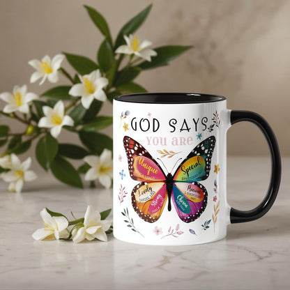 Spwasplo Christian Gifts for Women - Birthday Christian Mug 11oz with Butterfly - Inspirational Religious Catholic Gift for Sister, Friend, Daughter, Mom - Baptism Confirmation Gifts for Girls