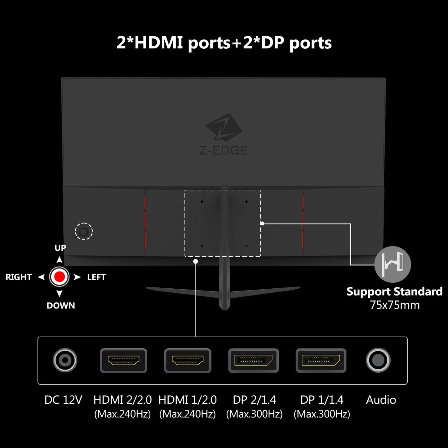Z-Edge 32 inch Curved Gaming Monitor, FHD 1080P 240Hz Curved Monitor,1500R Computer Monitor, MPRT 1ms Monitor, UG32P 2X DP 1.4 Ports and 2X HDMI 2.0 Ports