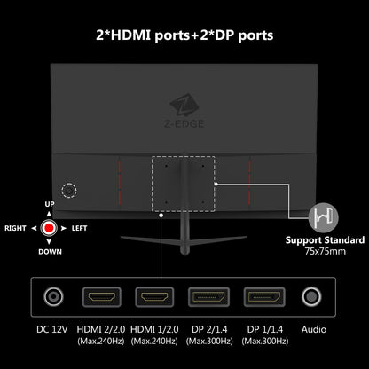 Z-Edge 32 inch Curved Gaming Monitor, FHD 1080P 240Hz Curved Monitor,1500R Computer Monitor, MPRT 1ms Monitor, UG32P 2X DP 1.4 Ports and 2X HDMI 2.0 Ports