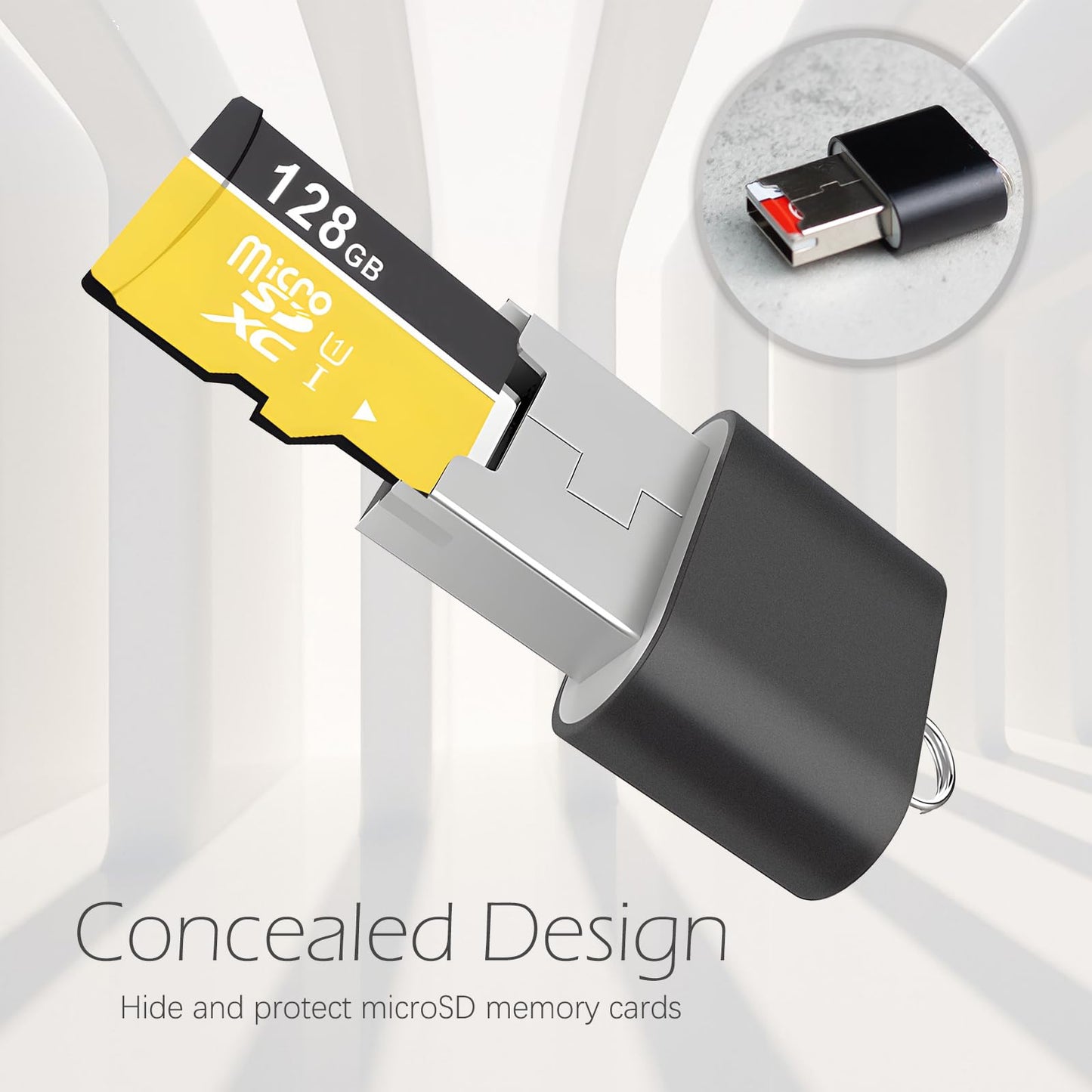 [3er-Pack] Kartenleser für Android, Micro-SD-Karten-zu-USB-Adapter, TF-Kartenleser im Mini-Format für Kameraspeicherkarten, Wansurs-Kartenleser für PC/Laptop (Schwarz)