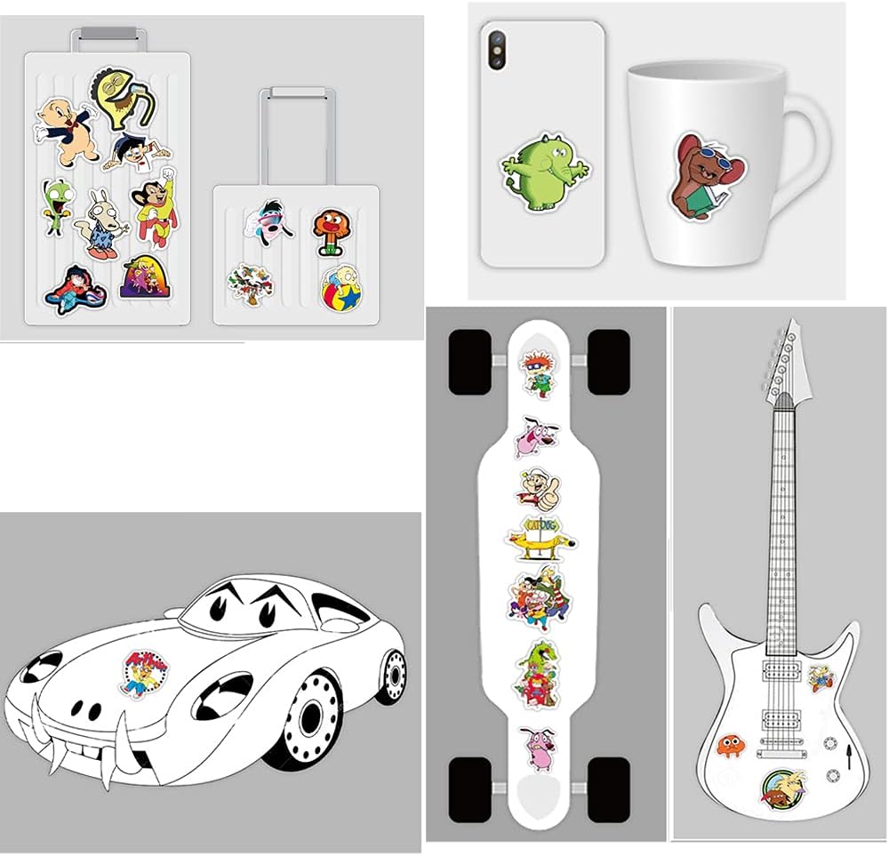 90er-Jahre-Cartoon, coole Cartoon-Aufkleber für Kinder-Trinkflaschen, 50 wasserfeste Vinyl-Aufkleber für Teenager-Laptops, Handys, Fahrräder und Skateboards, niedlicher Mädchen-Reise-Laptop-Aufkleber 