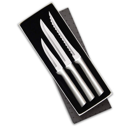 RADA Cutlery Cooking Essentials Knife Starter Gift Set - 3 Piece Stainless Steel Set With Brushed Aluminum Handles, Made in the USA (S49)
