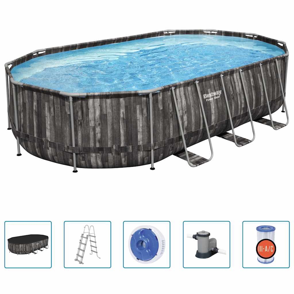 Power Steel Swimmingpool-Set Oval 488x305x107 cm