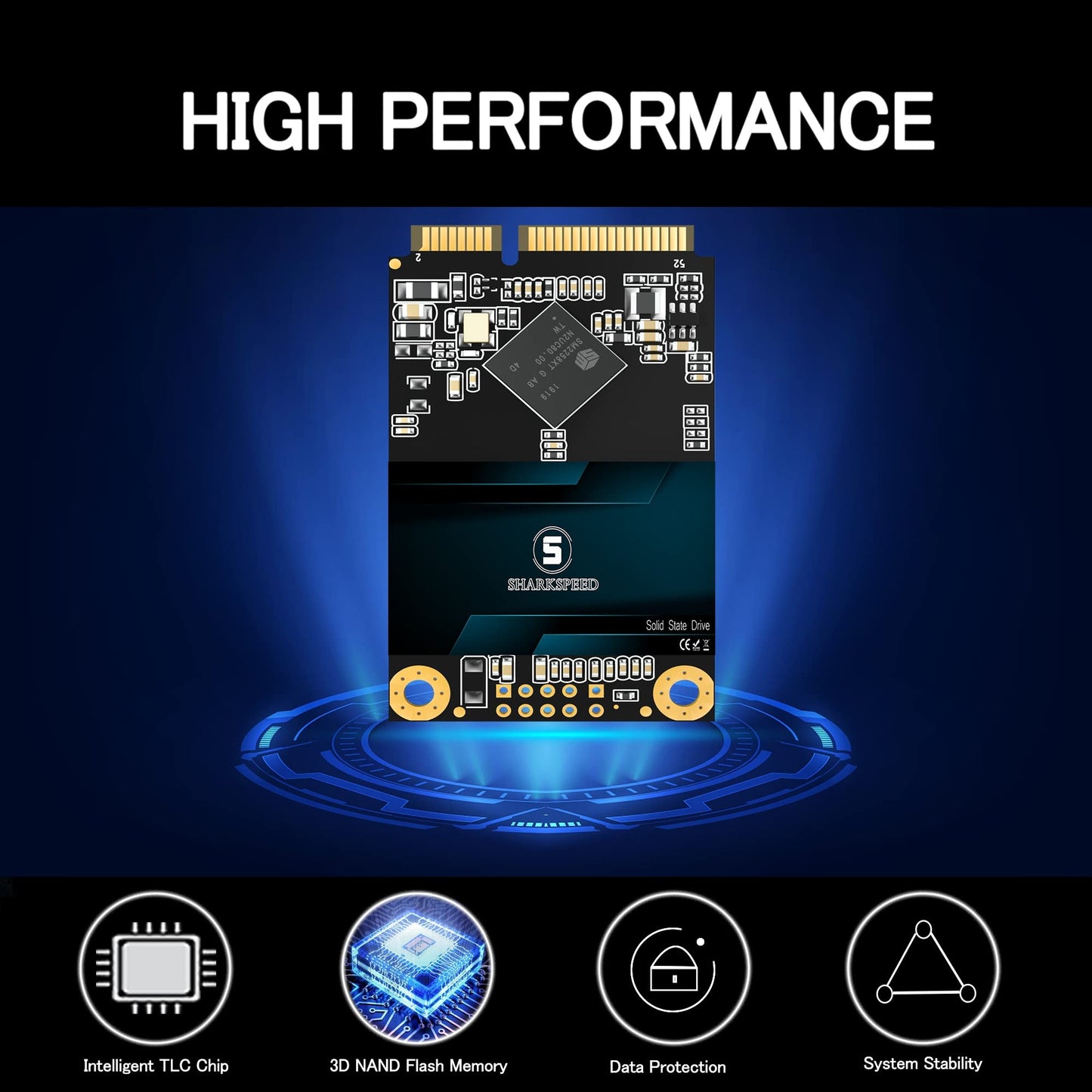 S SHARKSPEED mSATA SSD 1TB SATA 3 6Gb/s 3D NAND Mini Internal Solid State Drive for Laptop PC Desktop (mSATA, 1TB)