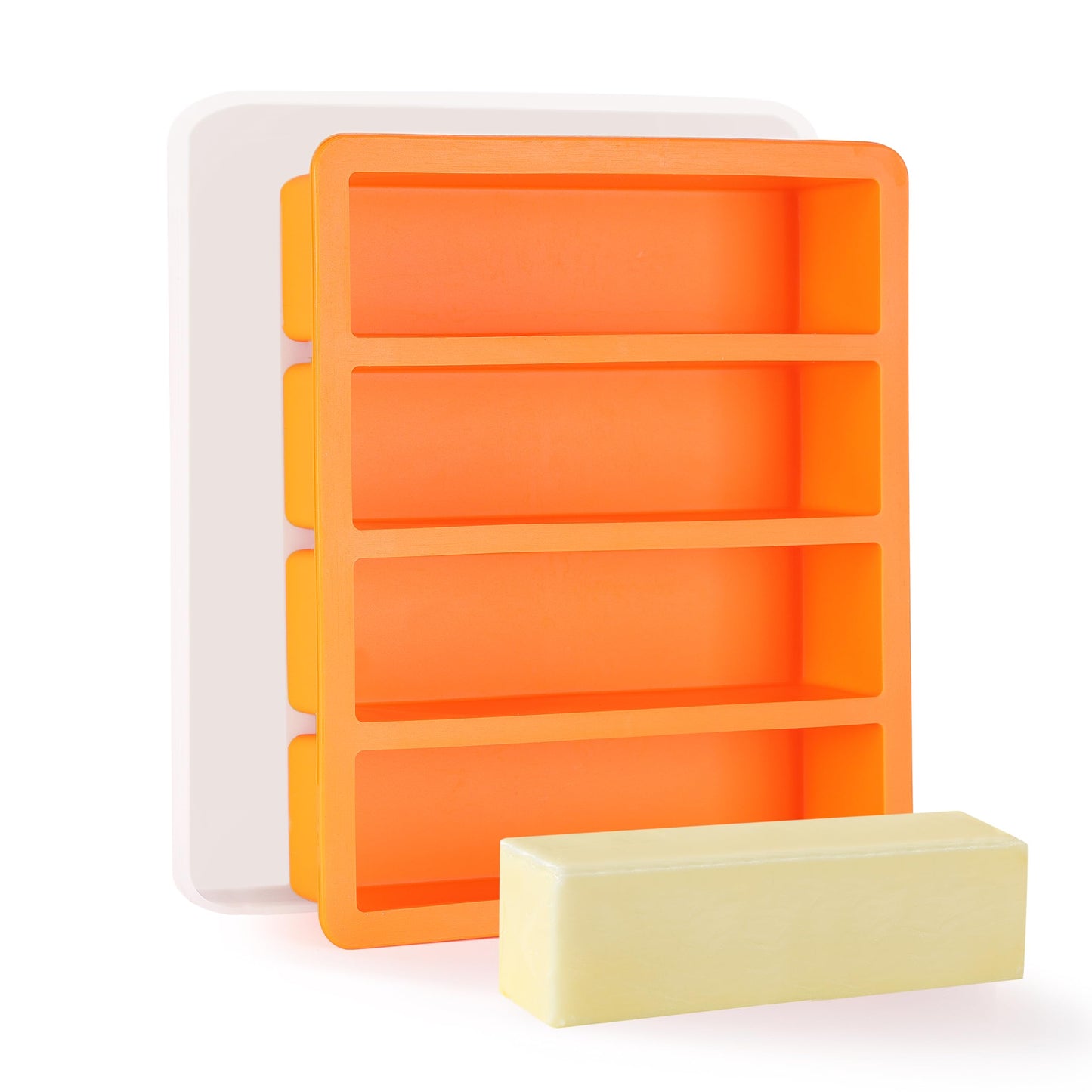 OHOLA Silikon-Butterform mit Deckel, antihaftbeschichtet für Schokolade, Energieriegel und Kuchen (1 Stück, stilvolle orange Farbe)