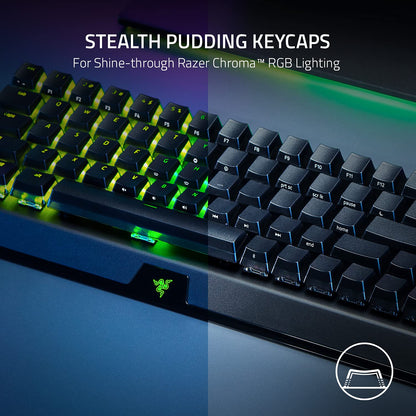 Razer BlackWidow V4 Mini HyperSpeed ​​Kabellose Hot-Swap-fähige 65%-Gaming-Tastatur: HyperSpeed ​​Wireless &amp; Bluetooth 5.0 – Taktile und leise orangefarbene Schalter – Phantom Pudding-Tastenkappen – 200 Stunden Akkulaufzeit