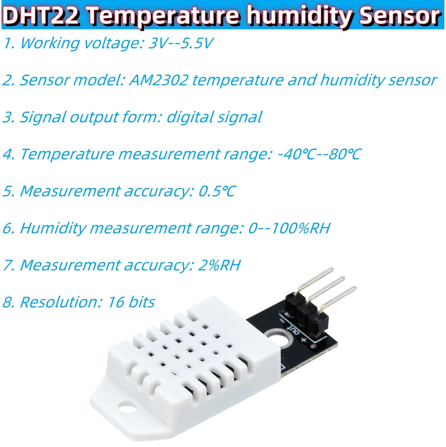 MTDELE 3Pcs DHT22 Digital Temperature and Humidity Sensor AM2302 Module Replace SHT11 SHT15 Compatible with Arduino Electronic DIY