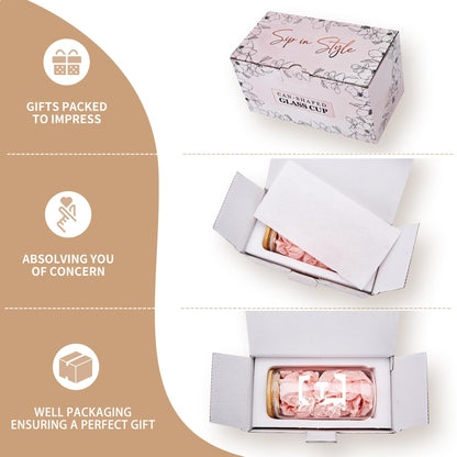 Personalized Tumbler, Monogrammed Can Glass Cups with Bamboo Lids and Straws, Customized Gifts for Women, Cute Design Initial Iced Coffee glasses, Custom Letter Mug, Birthday Bridesmaid, A