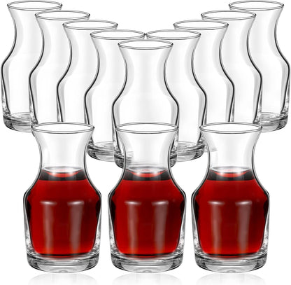 12 Pack Single Serving Wine Carafe Glass Small Mini Carafe Individual Wine Refill Decanter for Dinner Parties Tastings Bars Restaurants (6.5 oz)