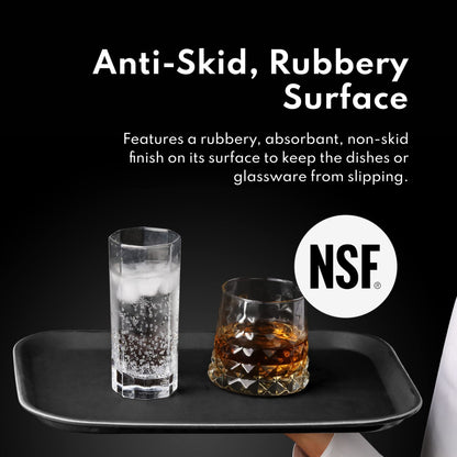 New Star Foodservice 24852 Antirutschtablett in Restaurantqualität, Kunststoff, gummiert, rechteckig, 25,4 cm x 35,6 cm, schwarz