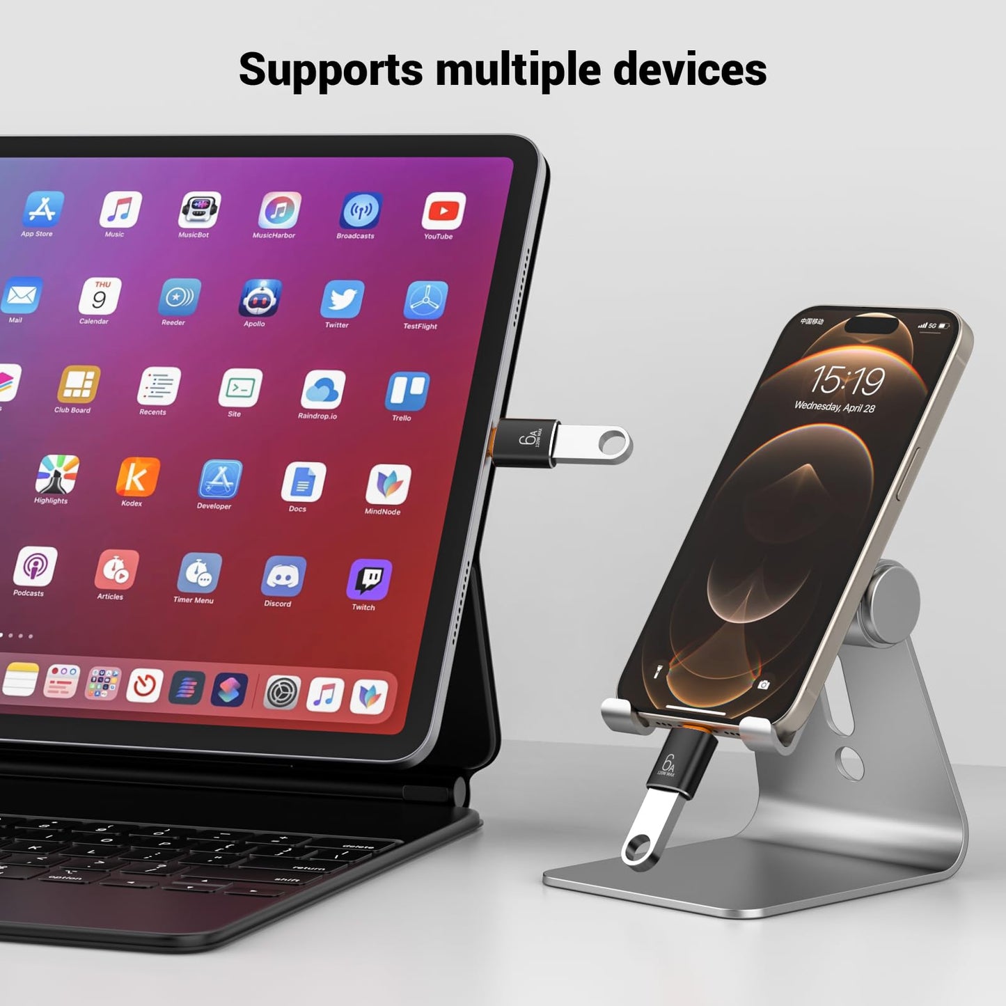 Pastall 10 Pack 10Gbps/120W USB C to USB3.1 Adapter,Black Type C Male to USB Female Adapter for Smartphone, PC, Laptop, Tablet, Keyboard etc.