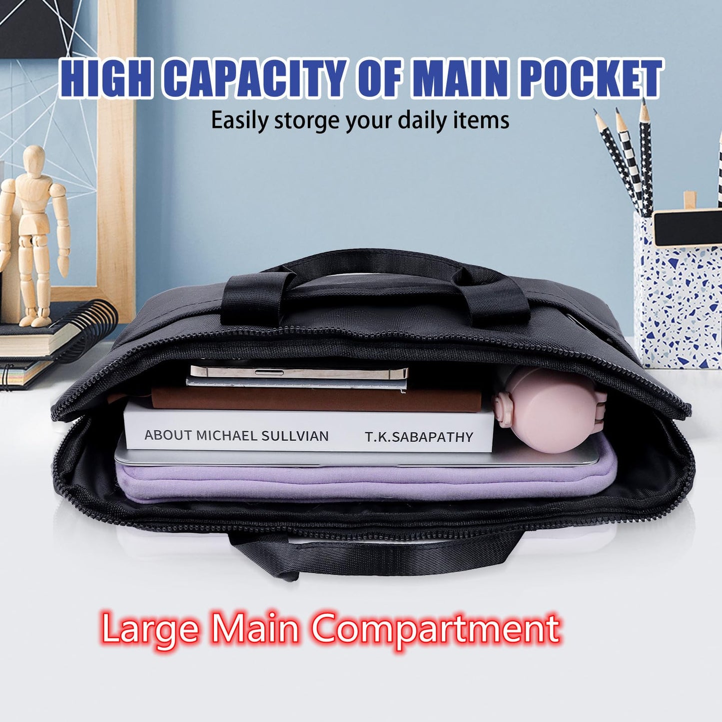 Hochwertige schwarze Laptoptasche (17,3–18,4 Zoll) mit Schultergurt, DVD-Player-Tasche, Malkartontasche, passend für Dell, HP, ASUS, MacBook Pro, 2-lagiges Design, robust, leicht