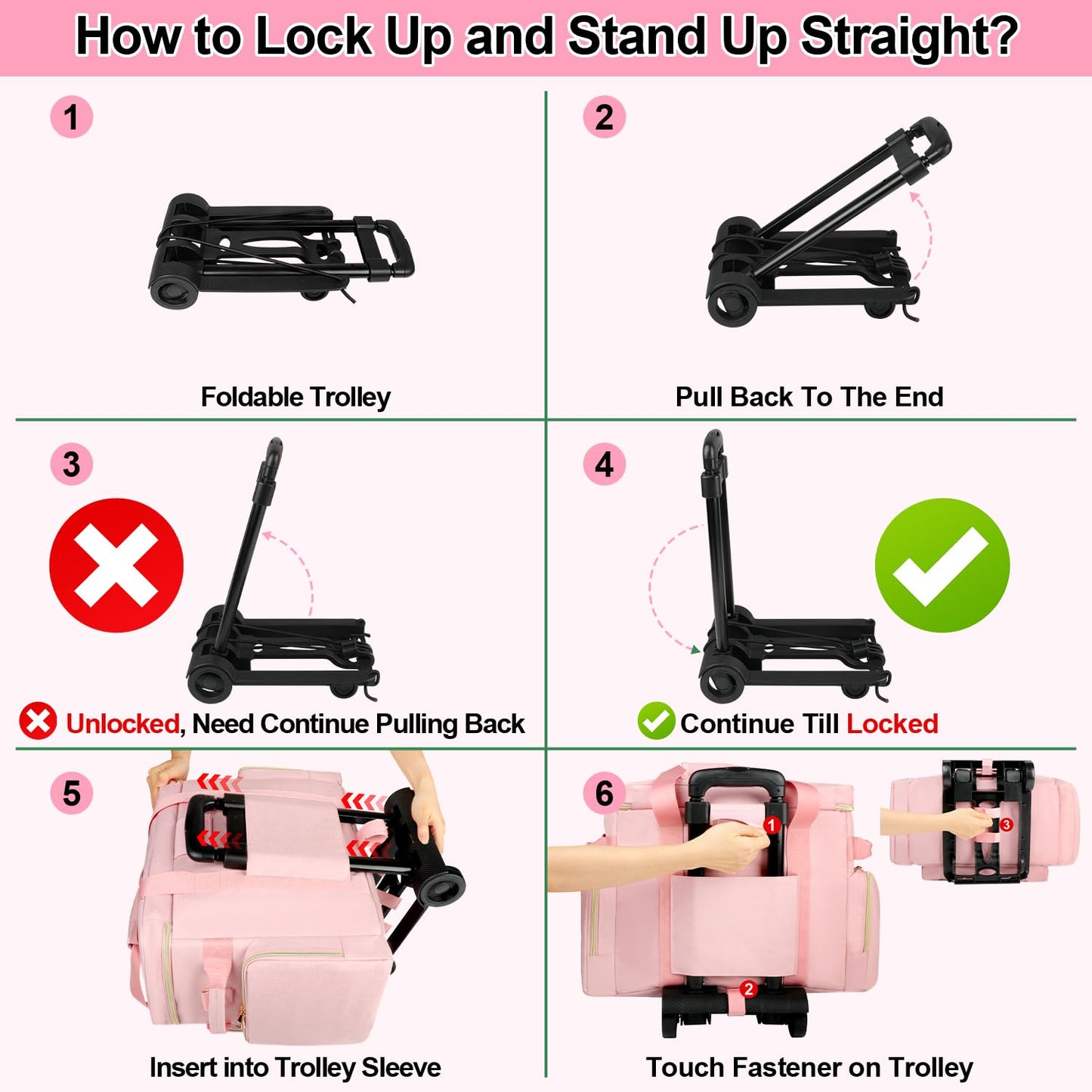 SIYNPAV Rolling Teacher Bag with Accordion File Organizer, USB Port& 15.6 Inch Laptop Compartment, Wheeled Teacher Tote Bag with Detachable Trolley for Teaching& Office Supplies Storage (Pink)