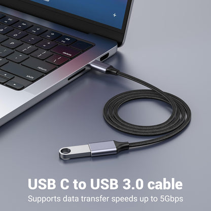 Pastall USB-Buchse auf USB-C-Stecker-Kabel (1 m), Typ-C-Adapter, USB-C-auf-USB-3.0-Adapter, USB-C-Buchse auf USB-A-Stecker für Smartphones/Laptops/Tablets/Switches mit USB-C-Anschluss