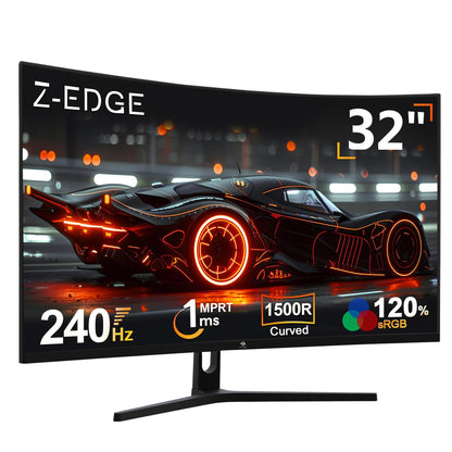 Z-Edge 32 inch Curved Gaming Monitor, FHD 1080P 240Hz Curved Monitor,1500R Computer Monitor, MPRT 1ms Monitor, UG32P 2X DP 1.4 Ports and 2X HDMI 2.0 Ports