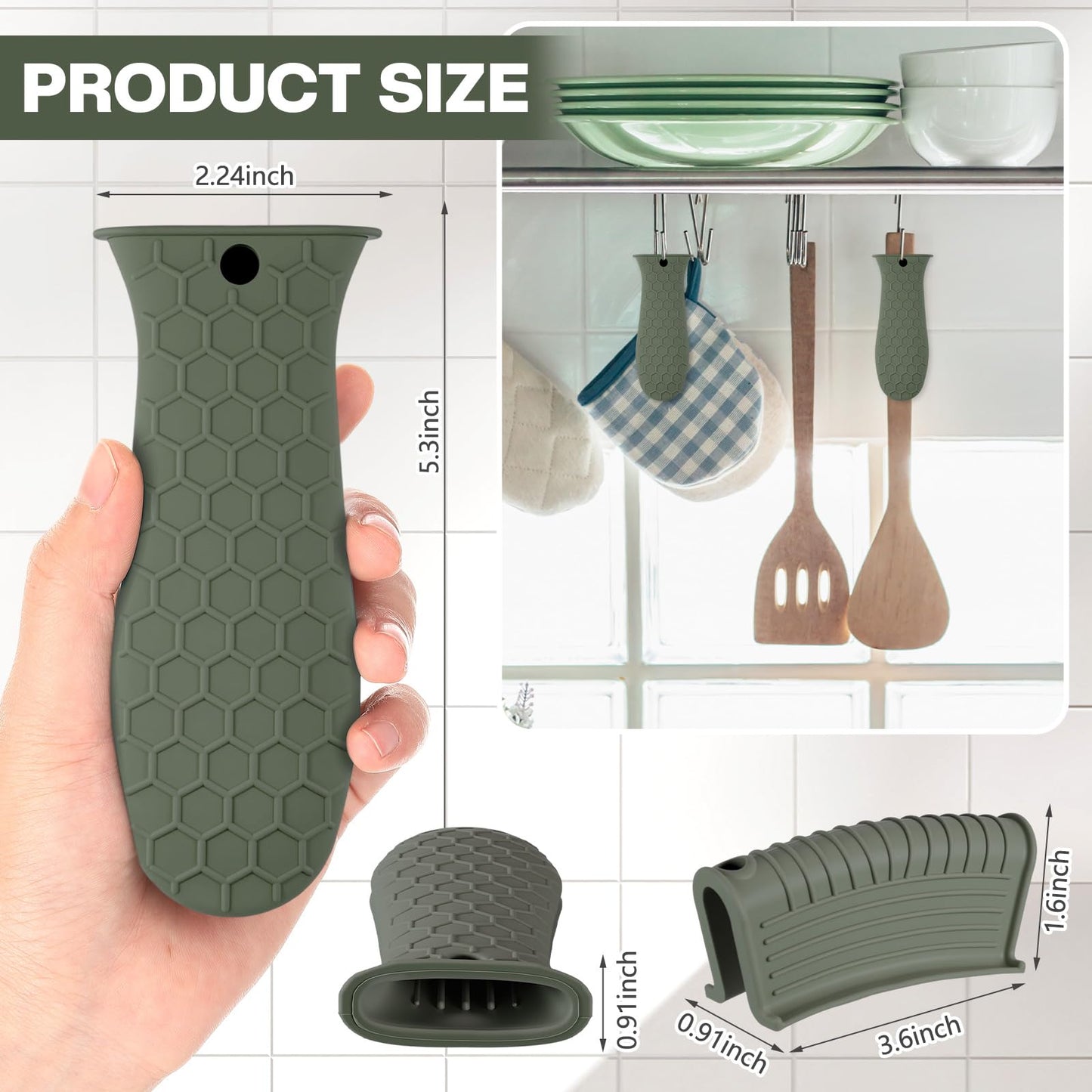 Patelai 8 Pcs Silicone Pot Holders Set Cast Iron Handle Cover Heat Resistant Pot Handle Covers Potholder Non Slip Reusable Pan Sleeve for Frying Pan Kitchen Supplies(Black)