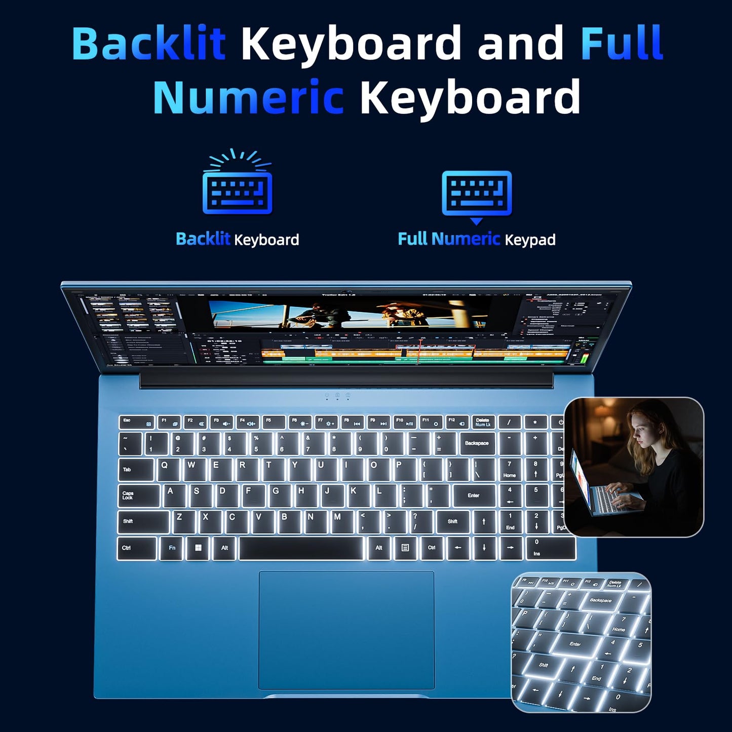 SGIN 15.6 Inch Laptop 16GB RAM 1024GB SSD, Laptops Computer with Core I3, Win 11, Portable Notebook, IPS FHD Display, WiFi 6, 180° Open Angle, Backlit Keyboard