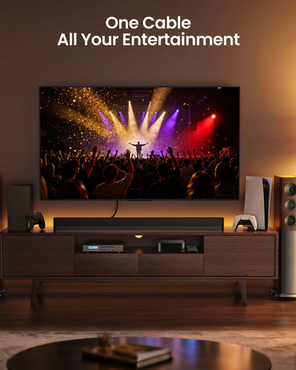 Silkland 8K HDMI ARC/eARC Cable 2.1 for Soundbar 6.6ft, 8K@60Hz 4K@120Hz High Speed HDMI Cord for Home Theater, 48Gbps, Dolby Atoms, DTS:X Compatible for Vizio Samsung Bose Sound bar, UHD TV, Blu-ray