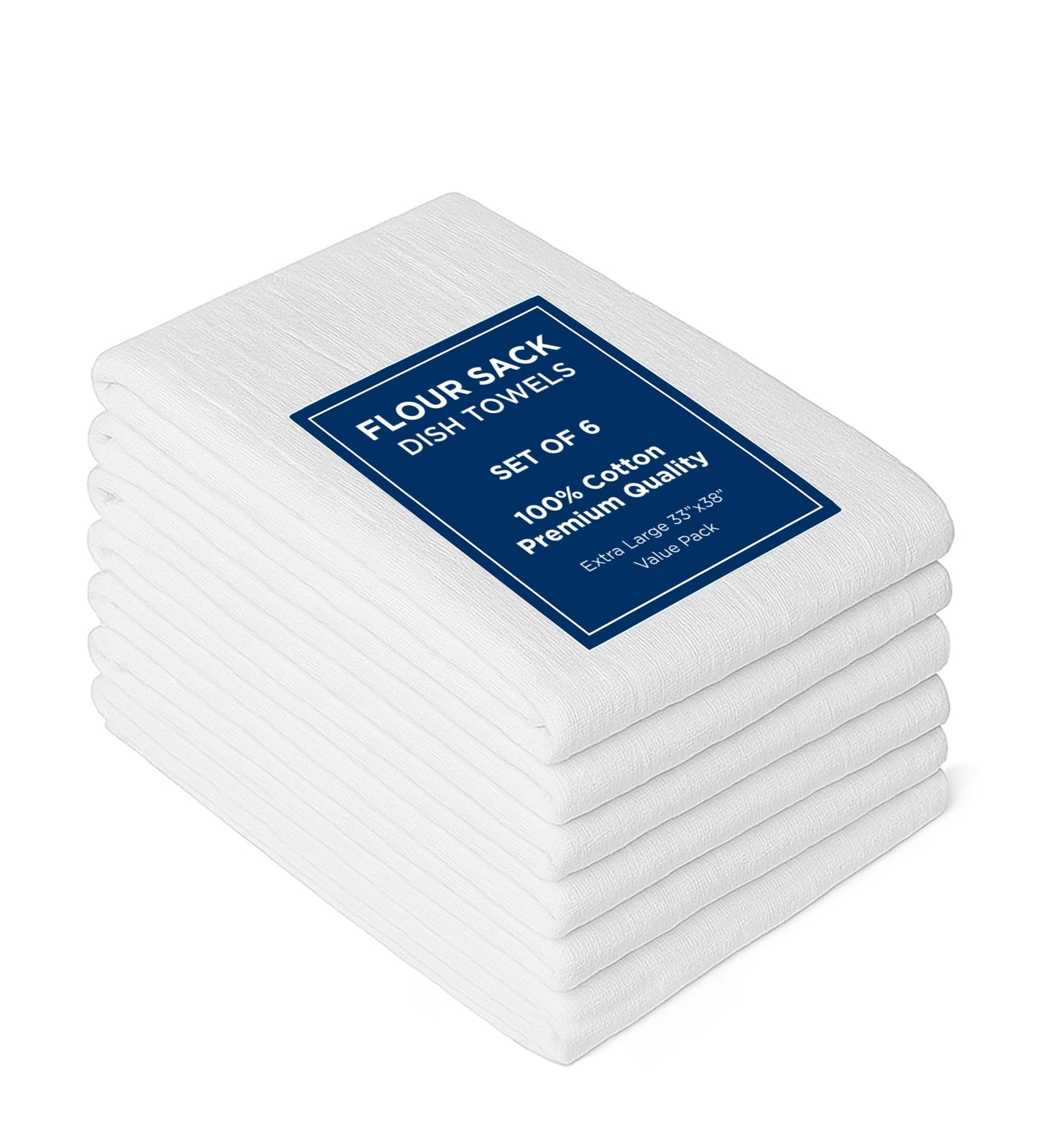 ROYALE LINENS Flour Sack Towels – 12 Pack 28x28 Inch White Kitchen Dish Towels – 100% Cotton Tea Towels for Bread Proofing, Cheese Straining, Baking, Cleaning, Drying, Embroidery, Multipurpose Use