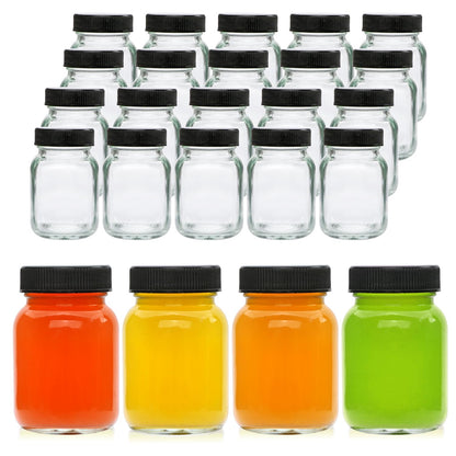 QAPPDA 2oz Mason Jars Set mit 48 Gläsern, Gewürzgläser aus Glas mit schwarzen Deckeln, kleine Mason-Saftflaschen für Ingwer-Shots, Honig, Marmelade, Gastgeschenke