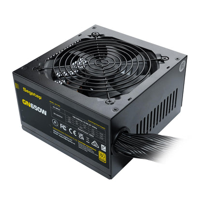 Segotep 650W 80 Plus Gold Certified Non-Modular ATX Power Supply with 6+2 Pin Connectors PFC Protection and RoHS Compliance, 120mm Silent Fan Gaming PSU GN-650 Black