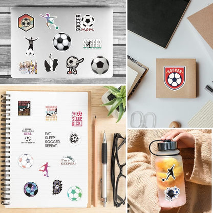 Soccer Stickers |100 Pcs Soccer Waterproof Vinyl Decals for Water Bottles Laptop Car Luggage Cup Computer Mobile Phone Skateboard Decor