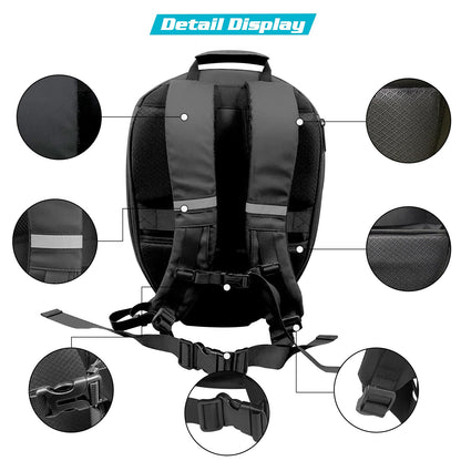 Crelander LED Knight Rucksack, 19-Zoll-Motorradrucksack mit App-Steuerung, programmierbarem Vollfarbdisplay, wasserdicht, großes Fassungsvermögen, Hartschalen-Helmtasche, DIY-Pixel-Art-Animations-Laptop-Tagesrucksack 