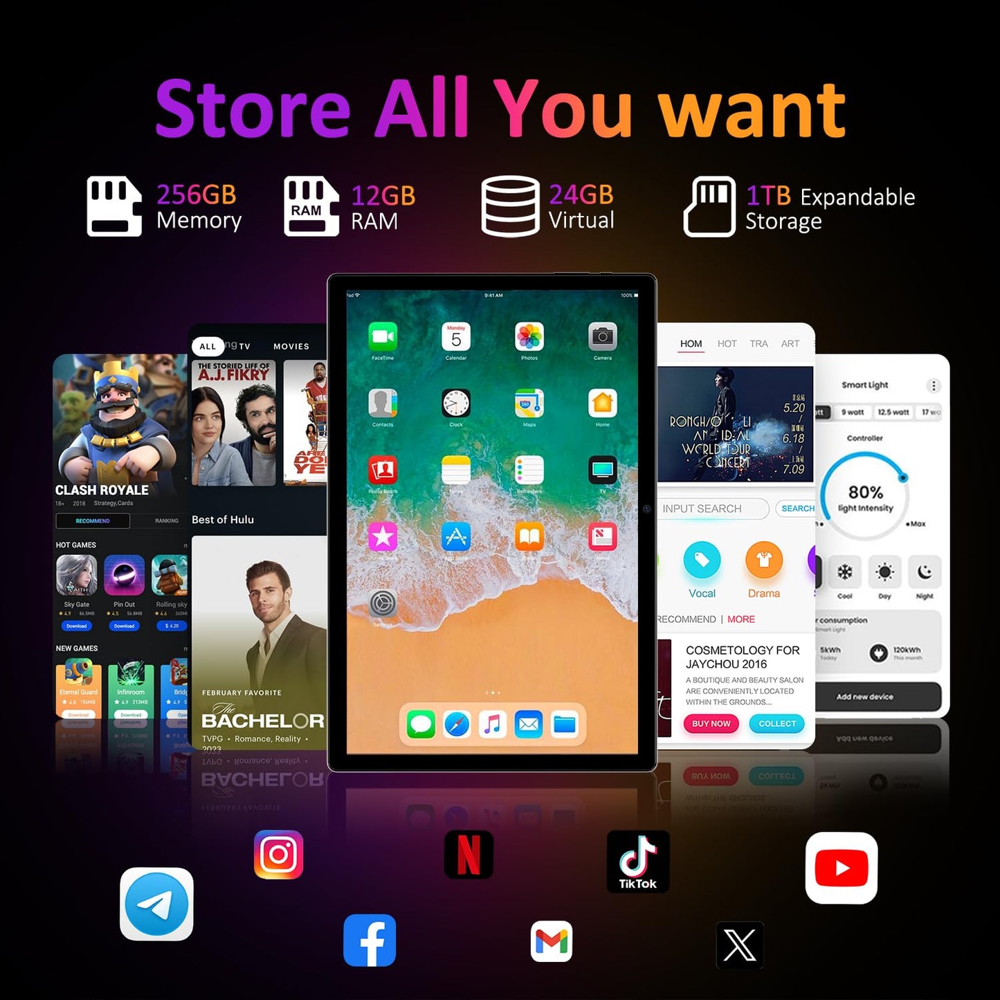 POWMUS Tablets 2025 14 inch Android 14 Tablet, 36GB RAM, 256GB Storage(Expand to 1TB), 2K Display, 8 Core CPU, 11580mAh Battery,4 Speakers, WiFi 5GHz Tablet with Pen Case-Black