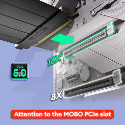 Okinos PCIE 5.0 Riser Cables, 64GB/s for RTX5090 RX9070 GPU, PCIe Extension Card, Backward Compatible with PCIe 4.0 & 3.0, 200mm Black
