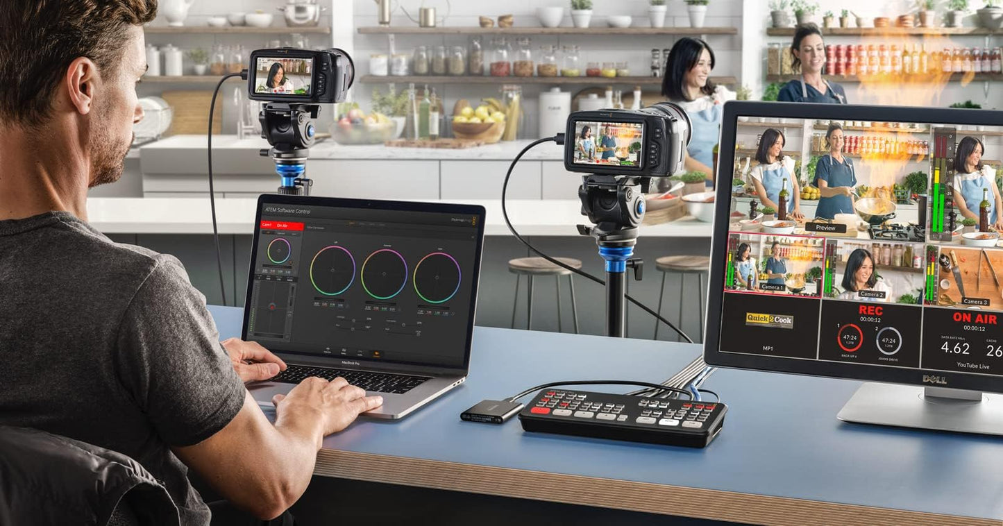 Blackmagic Design ATEM Mini Pro ISO HDMI Live Stream Switcher Bundle with 6’ HDMI Cable, 7’ Cat5e Cable, and 5-Pack of SolidSignal Cable Ties (SWATEMMINIBPRISO)